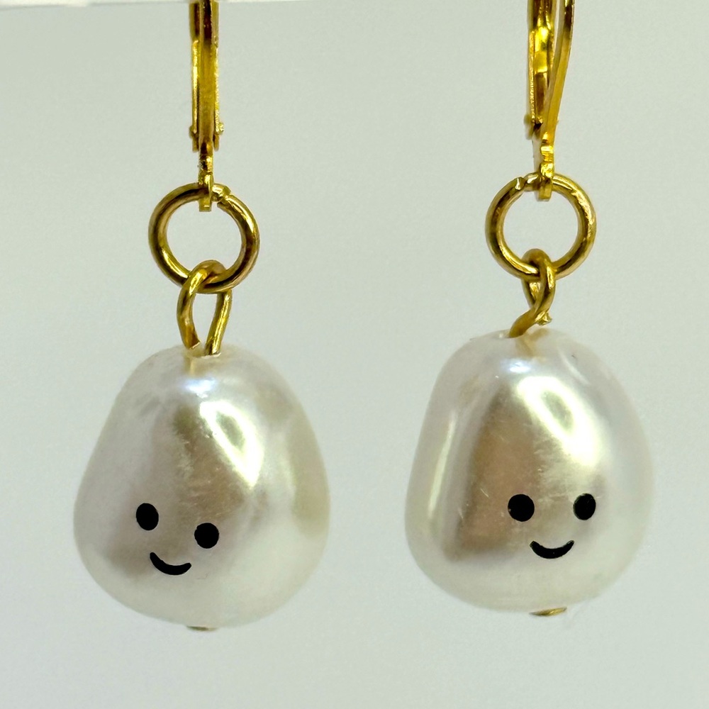 Cute Faux Pearl Ghost Earrings - Picture 2 of 2